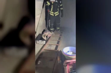 Evde görülen zehirli engerek itfaiye ekiplerince yakalandı 