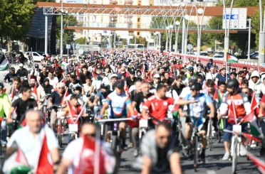 Filistin’e destek için pedal çevirdiler 
