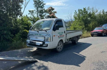 Freni boşalan kamyonet tarım aracına çarptı: 1 yaralı 