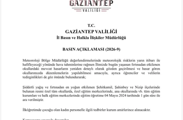 Gaziantep’te fırtına sonrası okullar tatil edildi 