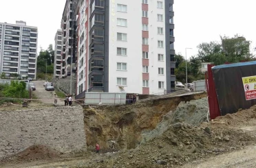 Giresun Belediyesi tarafından imara açılan yeşil alan site sakinlerini tehlikeye soktu 