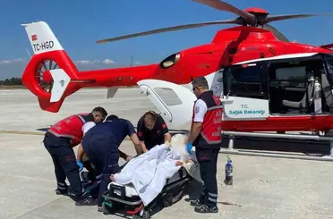 Helikopter ambulans 72 yaşındaki hasta için havalandı
