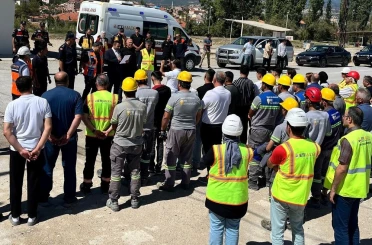 Hisarcık konsantratör tesislerinde yer üstü maden tatbikatı 