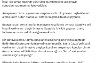 İletişim Başkanı Duran: "İsrail ile Hamas arasındaki uzlaşma memnuniyet verici" 