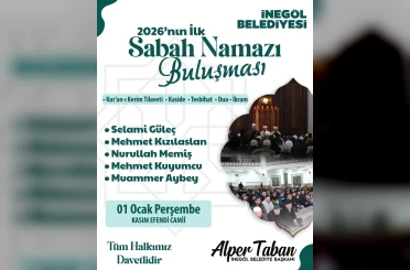 İnegöl’de 2026’ya manevi başlangıç: İlk sabah namazı kasım Efendi Camisinde 