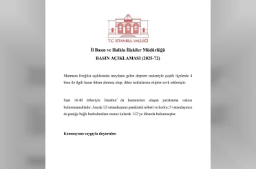 İstanbul Valiliği: "4 binayla ilgili hasar ihbarı alındı, 17 vatandaş 112’ye ihbarda bulundu" 