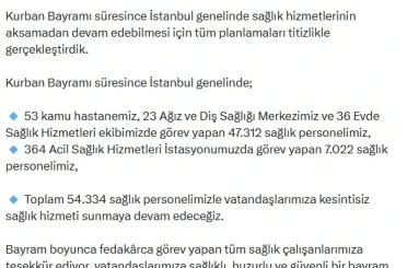 İstanbul’da Kurban Bayramı’nda 54 bin 334 personel görev yapacak 