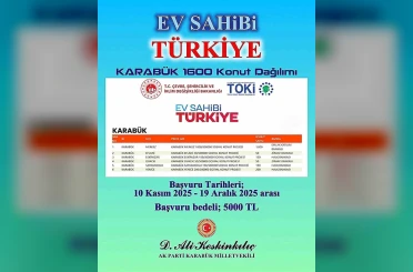 Karabük’te 1600 konut için başvurular 10 Kasım’da başlıyor 