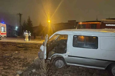 Karaman’da takla atan panelvandaki 2 kişi ölümden döndü 