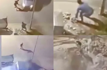 Kavga ettiği şahsa araçla çarpıp çukura uçtu: O anlar kamerada
