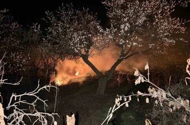 Kayısı bahçelerini ateş ve dumanla donmaya karşı koruyorlar 