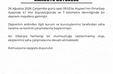 Kayseri Valiliği: "Depremde olumsuzluğa rastlanmadı"
