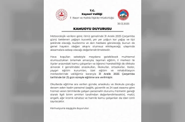 Kayseri’de eğitime 1 gün ara verildi 