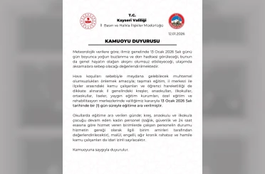 Kayseri’de eğitime 1 gün ara verildi 