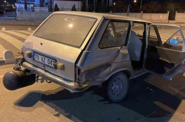 Kazada LPG tankı yerinden çıkan otomobilde gaz kaçağı paniği 