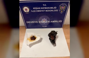 Keşan’da polisin durdurduğu şüphelinin üzerinden uyuşturucu çıktı 