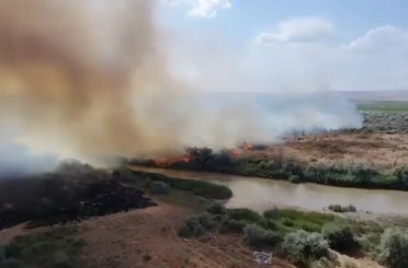 Kızılırmak Nehri çevresinde korkutan örtü yangını 