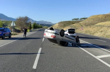 Kontrolden çıkan otomobil takla atıp ters döndü: 1 yaralı 