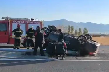 Konya’da otomobil takla attı: 3 yaralı 