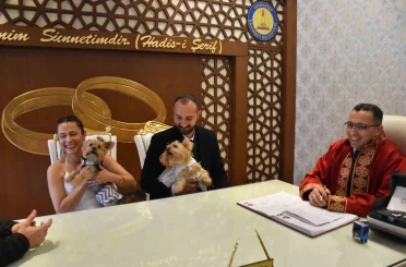 Köpekleriyle birlikte mutluluğa "evet" dediler 