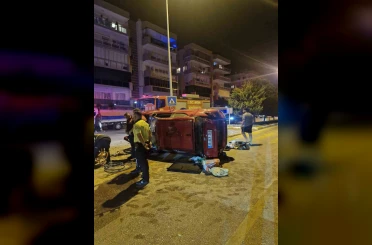 Kuşadası’nda takla atan otomobilin sürücüsü yaralandı 