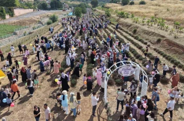 Lavanta kokuları eşliğinde hasat yaptılar 