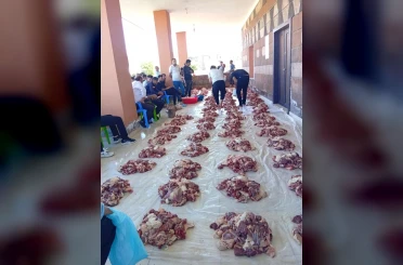 Mardin’de imece usulü kesilen 1 ton kurban eti, 100 aileye dağıtıldı 
