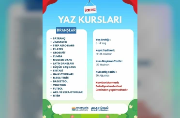 Marmaris Belediyesi’nden çocuklar için 17 branşta ücretsiz yaz kursu 