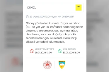 Meteoroloji Denizli için fırtına uyarısında bulundu 