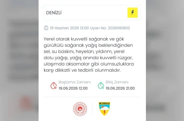 Meteoroloji Denizli için yerel kuvvetli sağanak ve dolu uyarısı yaptı 
