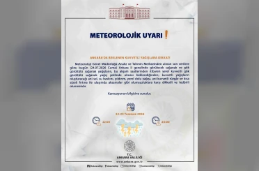Meteoroloji’den Ankara için sağanak uyarısı 