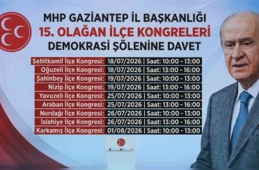 MHP Gaziantep İlçe Teşkilatları 15. Olağan Kongre takvimi açıklandı 