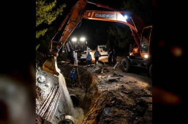 MUSKİ ekiplerinden Torba’daki su isale hattı patlamasına gece müdahalesi 