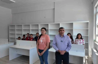 Öğrenci dostu büyükşehir, Akkışla’da İlkokul Kütüphanesi’ni dizayn etti 