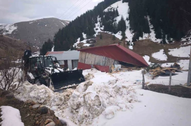Ordu’da çığ düşmesi sonucu ahşap ev zarar gördü 