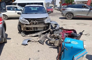 Otomobil ile motosiklet çarpıştı: 1 yaralı 