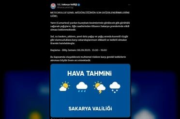 Sakarya’da kuvvetli sağanak yağış uyarısı 