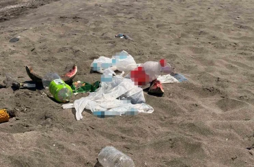 Samsun sahilinde tepki çeken görüntü 