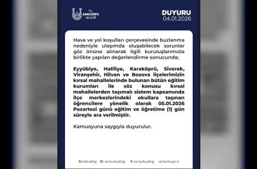 Şanlıurfa’da bazı ilçelerin kırsal bölgedeki okulları tatil edildi 