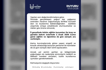 Şanlıurfa’da eğitime 1 gün ara verildi 