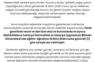 Sel eğitimi yine engelledi, Sakarya’da okullar bir gün daha tatil edildi
