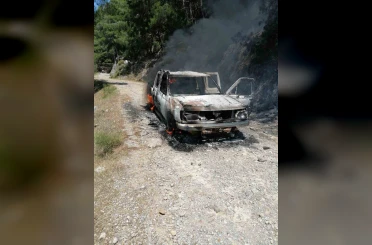 Seyir halindeki araçta çıkan yangın, ormanlık alana sıçradı 