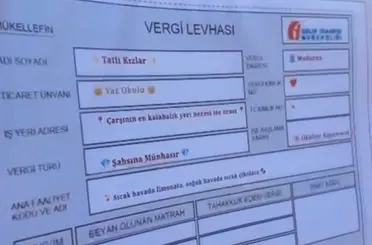 "Şikayet var" diyen zabıtaya el yapımı "vergi levhası"

