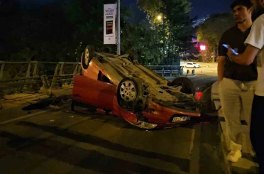 Şişli’de alkollü sürücü yoluna çıkan köpeğe çarpmamak için takla attı 