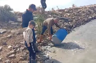 Sulama kanallarında mahsur kalan balıklar kurtarıldı
