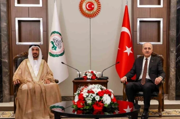 TBMM Başkanı Kurtulmuş, Arap Parlamentosu Başkanı Alyammahi ile görüştü 