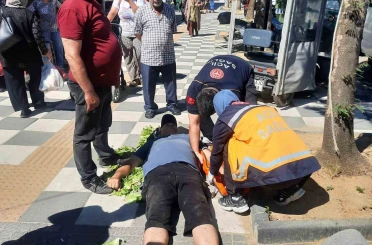 Tekirdağ’da kaldırıma takılan vatandaş hastanelik oldu 