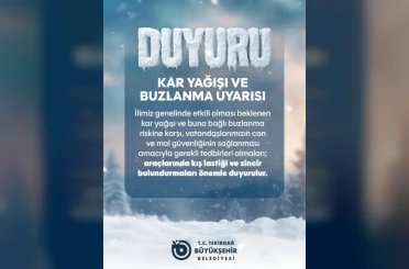 Tekirdağ’da kar ve buzlanma uyarısı 