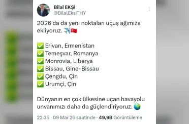 THY Genel Müdürü Bilal Ekşi 6 yeni rotayı duyurdu 