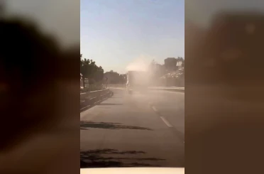Tozu dumana katan kamyon sürücüsüne ceza uygulandı 